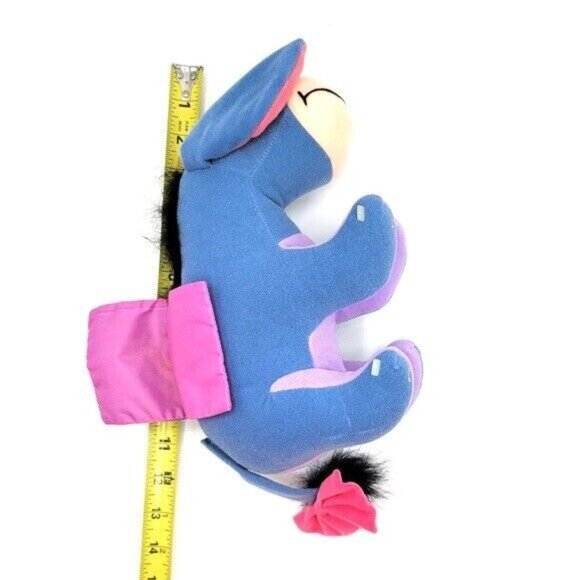 Mattel Eeyore Flip Book Plush Blue 12" On Back Hook Loop Removable Tail Vintage - Picture 9 of 9